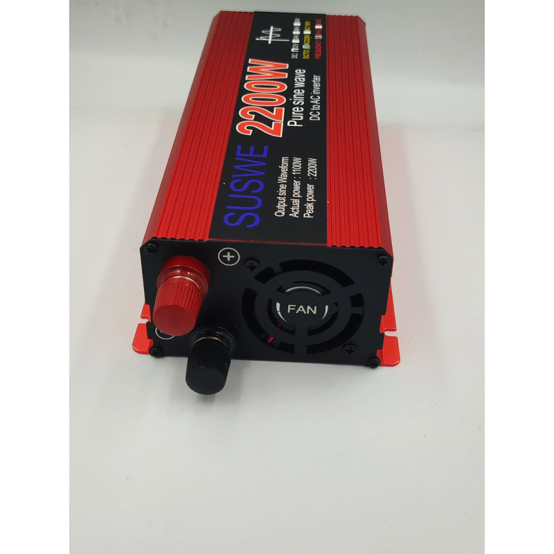 Інвертор, перетворювач напруги 12V-220V SUSWE 2200W Pure Sine Wave