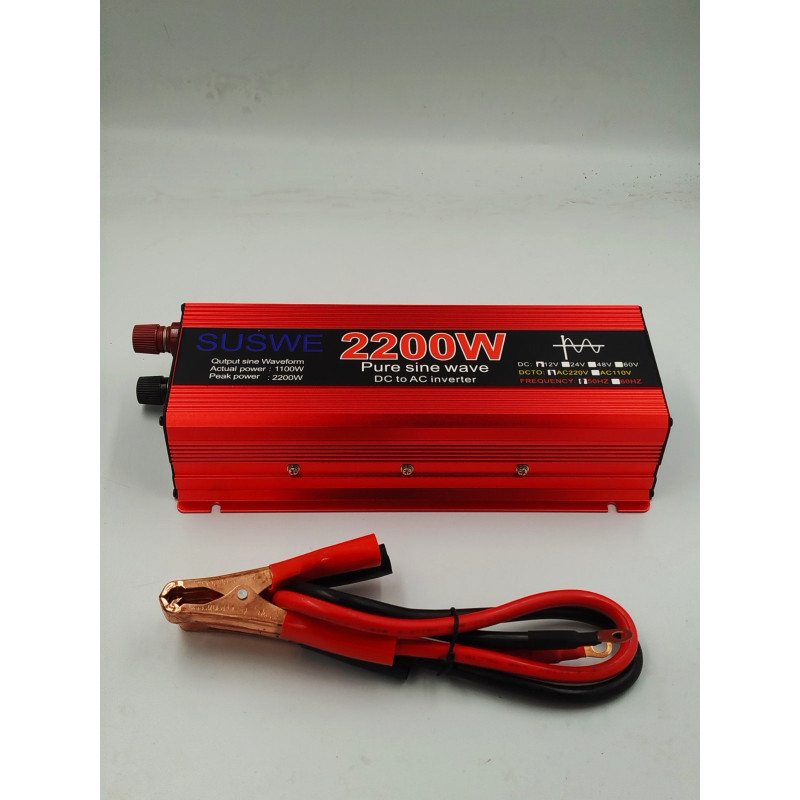 Інвертор, перетворювач напруги 12V-220V SUSWE 2200W Pure Sine Wave
