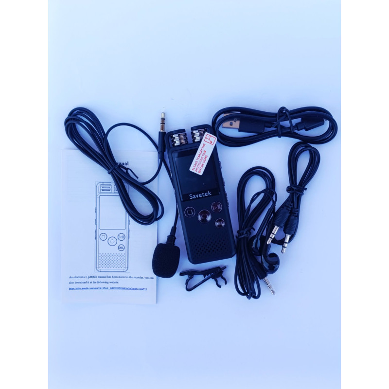 Професійний цифровий диктофон Savetek з функцією голосової активації/16 ГБ/шумодав