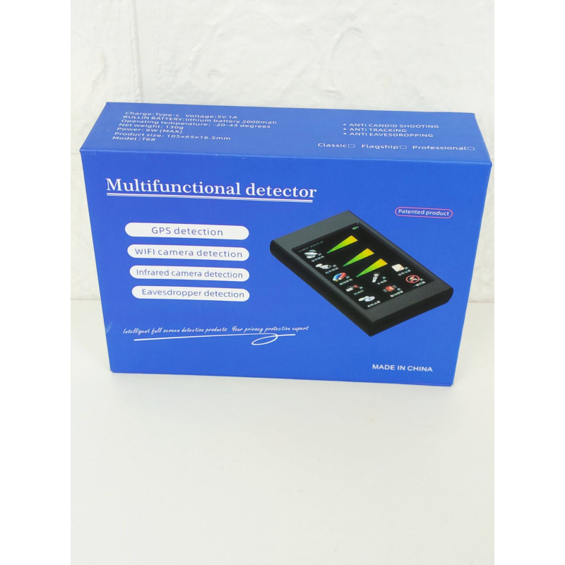 Мультифункціональний детектор жучків і прихованих камер із сенсорним екраном T68. Новинка 2025