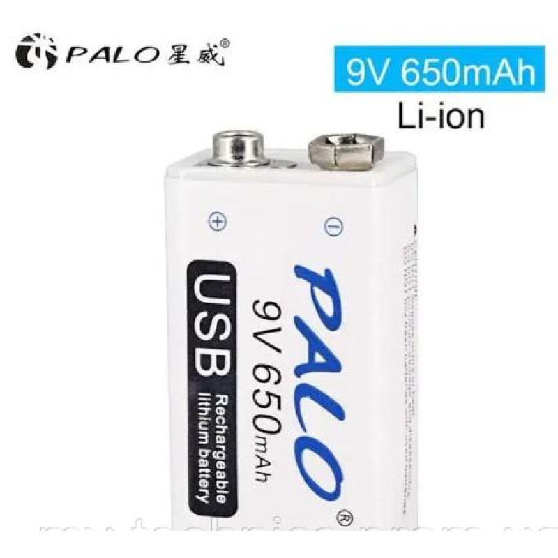 Акумулятор Крона 9В 650mAh PALO Li-Ion (6F22) заряджання micro-USB