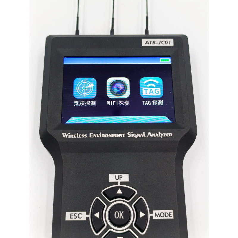 Детектор жучків ATB-JC01 визначає джерела Wi-Fi, Bluetooth і TAG-сигналів, аналізує їх потужність, частоту і MAC-адреси.
