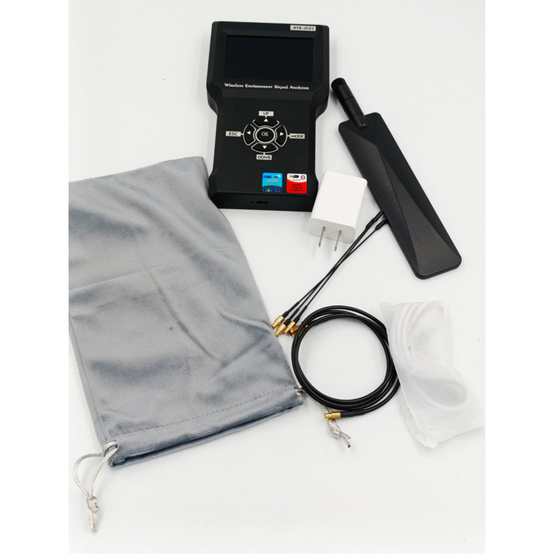 Детектор жучків ATB-JC01 визначає джерела Wi-Fi, Bluetooth і TAG-сигналів, аналізує їх потужність, частоту і MAC-адреси.